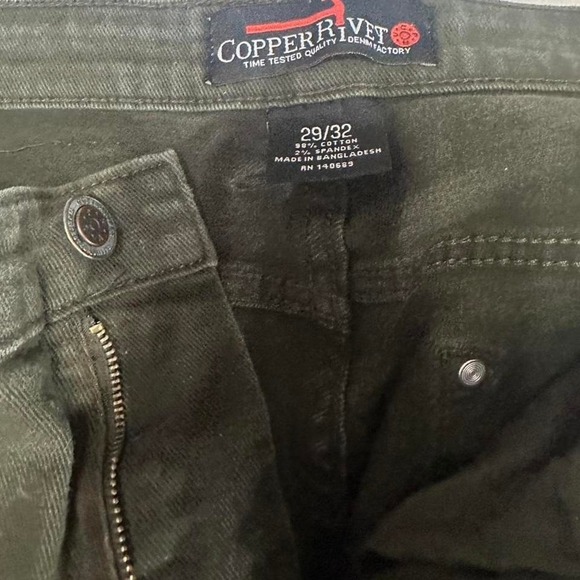 Copper Rivet Olive Green Distressed Skinny Jeans 29x32 - Picture 3 of 3